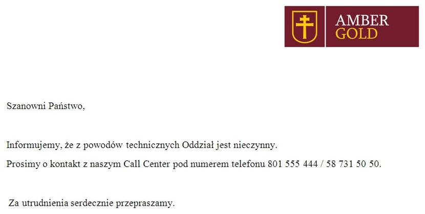 Takie komunikaty mają wisieć na oddziałach AG, w których brak pracowników Takie komunikaty mają wisieć na oddziałach AG, w których brak pracowników