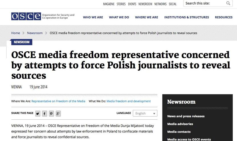 Screen ze strony OBWE fot. osce.org Screen ze strony OBWE fot. osce.org