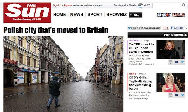 Zrzut ekranu ze strony z artykułem o Łodzi na portalu tabloidu Zrzut ekranu ze strony z artykułem o Łodzi na portalu tabloidu