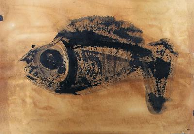 W domu Barbary Jonscher mieszała się prawdziwa kulturowa śmietanka — Białoszewski, Iwaszkiewicz, Rubinstein. „Ryba II” malowana tuszem na papierze ma w Artissimie cenę 3,7 tys. zł.