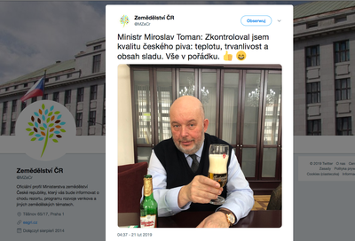 Miroslav Toman, czeski minister rolnictwa, w odpowiedzi na zapowiedź kontroli piwa przez Polaków, umieścił na Twitterze wpis o kontroli organoleptycznej, której wyniki okazały się bardzo zadowalające.