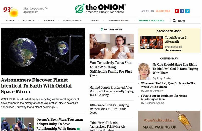 Strona główna portalu the Onion Strona główna portalu the Onion