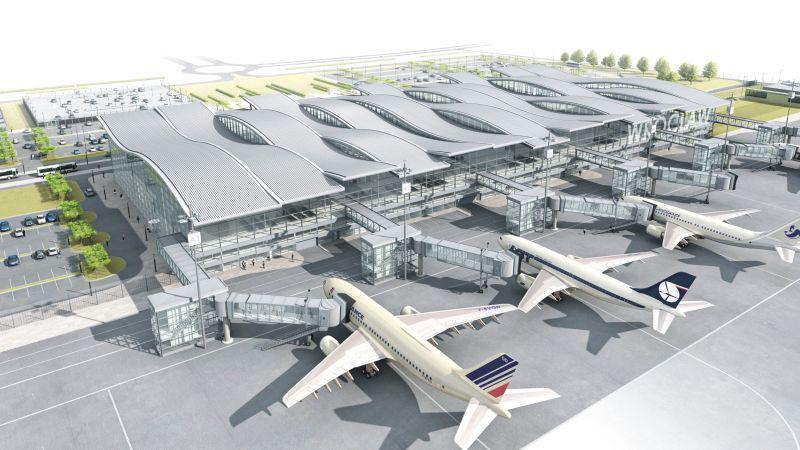 Nowy terminal wrocławskiego lotniska, wizualizacja Nowy terminal wrocławskiego lotniska, wizualizacja