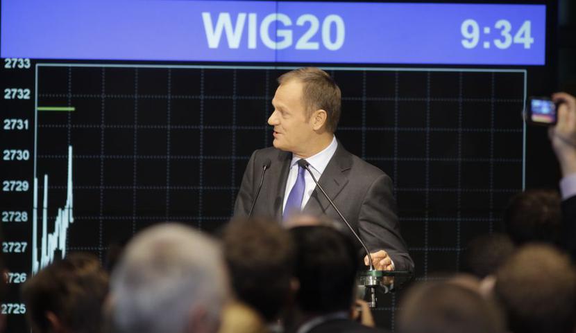 Premier Donald Tusk na GPW Premier Donald Tusk na GPW