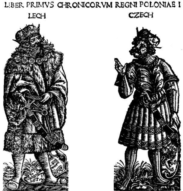 Lech i Czech na drzeworycie z Kroniki Macieja Miechowity Lech i Czech na drzeworycie z Kroniki Macieja Miechowity