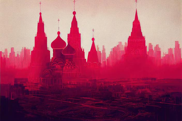 Panoramic view of Moscow Kremlin and St Basil's Cathedral, Russia. Moscow. The Red Square. Digital art style, illustration painting Panoramic view of Moscow Kremlin and St Basil's Cathedral, Russia. Moscow. The Red Square. Digital art style, illustration painting