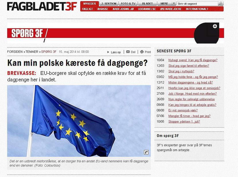 Artykuł w piśmie Fagbladet 3F o 