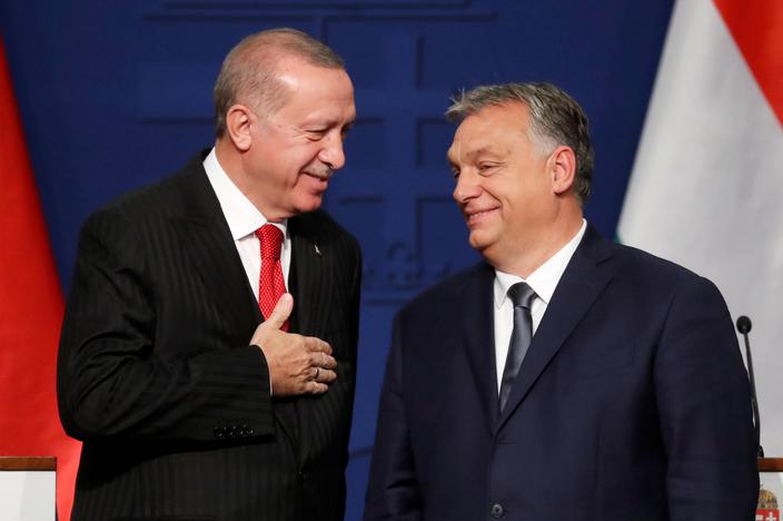 Prezydent Turcji Recep Tayyip Erdogan i premier Węgier Viktor Orban