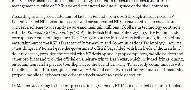Fragment komunikatu Departamentu Sprawiedliwości