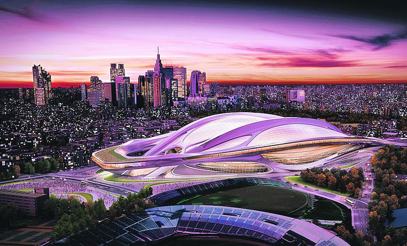 SANKTUARIUM SPORTU: Nowy stadion olimpijski w Tokio powstanie na miejscu starego obiektu, który służył
 podczas igrzysk w 1964 r. Obiekt ma pomieścić 80 tys. widzów i będzie kosztował około 130 mld JPY, czyli ponad
 4,2 mld zł. Dla porównania: budowa Stadionu Narodowego w Warszawie kosztowała prawie 2 mld zł. Twórcą
 projektu jest brytyjska architektka Zaha Hadid, która w konkursie pokonała 45 konkurentów. Szef komisji
 selekcyjnej powiedział po wybraniu futurystycznej koncepcji, że stadion będzie „sanktuarium sportu” przez
 następnych 100 lat. [FOT. BLOOMBERG]