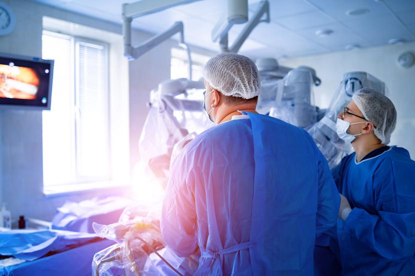Modern surgical system. Medical robot. Minimally invasive robotic surgery. Da Vinci Surgery. Modern surgical system. Medical robot. Minimally invasive robotic surgery. Da Vinci Surgery.