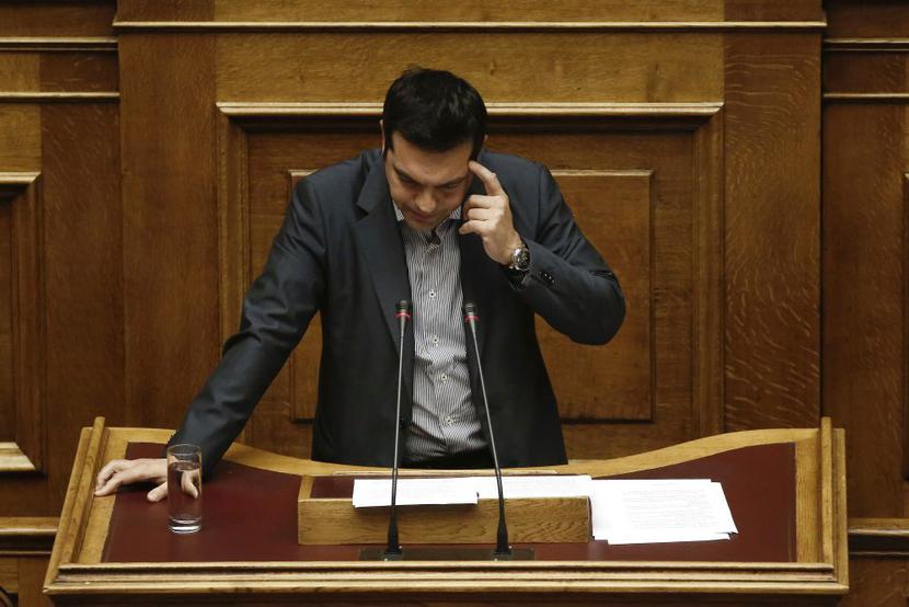 Aleksis Tsipras przemawia w parlamencie