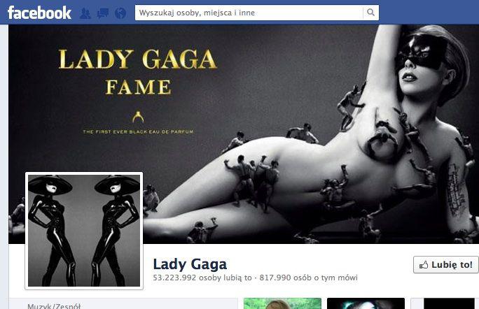 Skan strony piosenkarki Lady Gaga, która utraty like'ów raczej nie odczuje, bo jej konto 