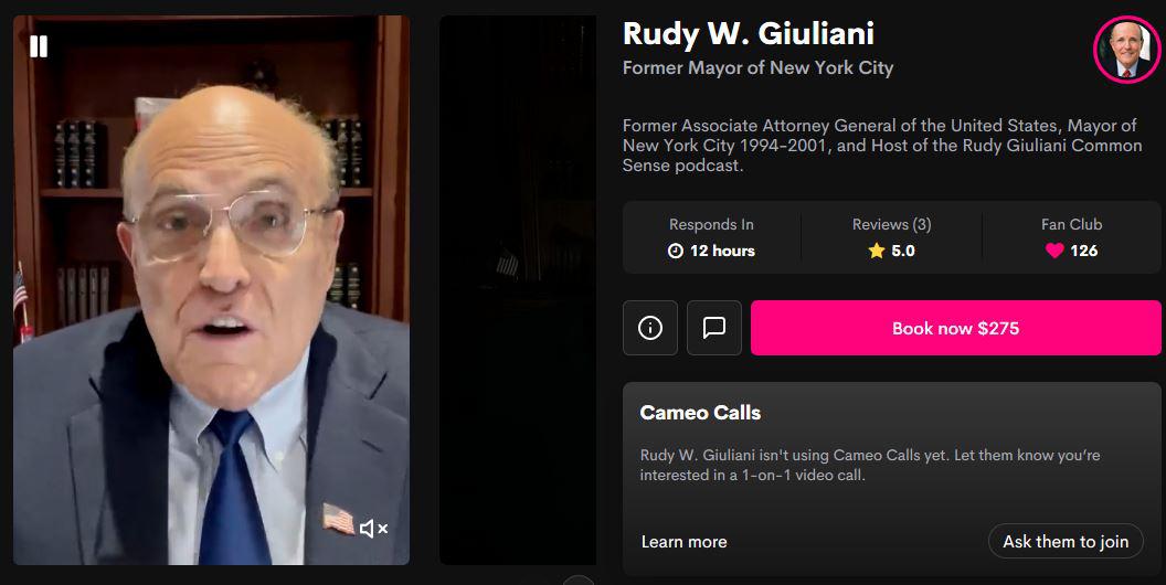 Rudy Giuliani gotów wystąpić za 275 USD - Vimarsana News