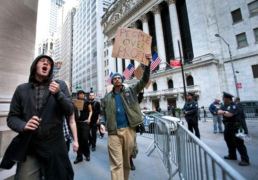 Protesty na Wall Street (fot. Bloomberg)