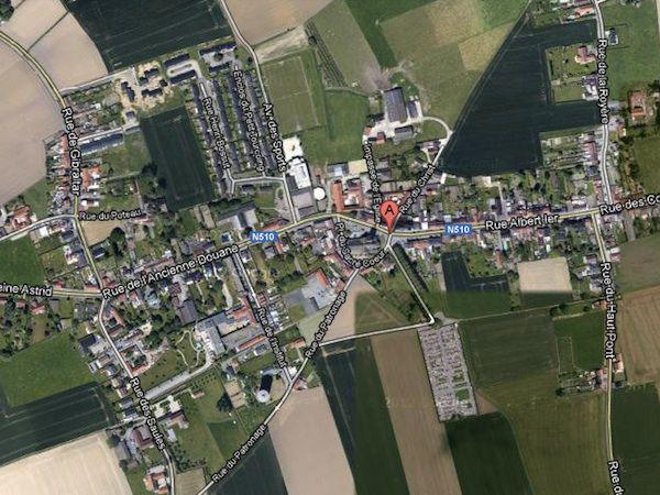 Mała belgijska miejscowość Nechin - widok z Google Maps