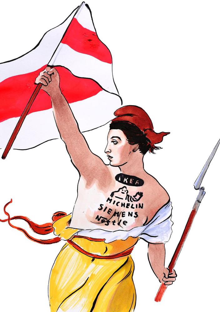 Bartłomiej Kiełbowicz, „Dekolt dla Białorusi“, akwarela