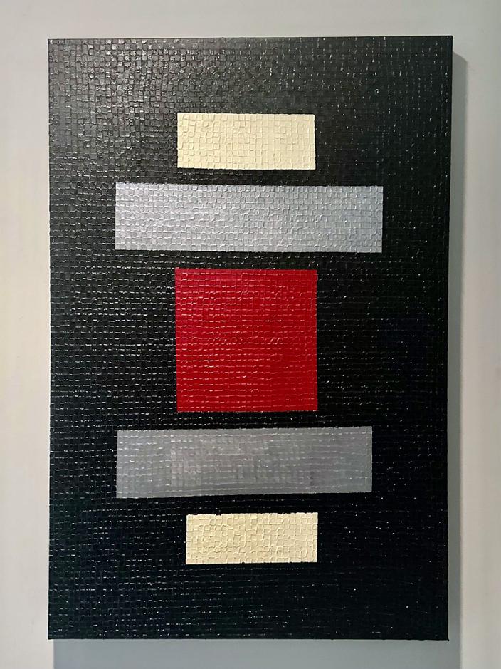 Jennifer Rubio, „Cubic Cadence“, olej na płótnie