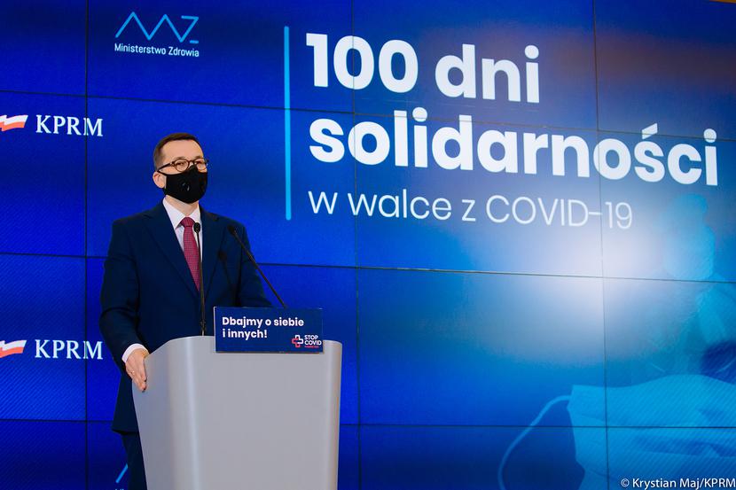 Premier Mateusz Morawiecki w trakcie prezentacji planu 