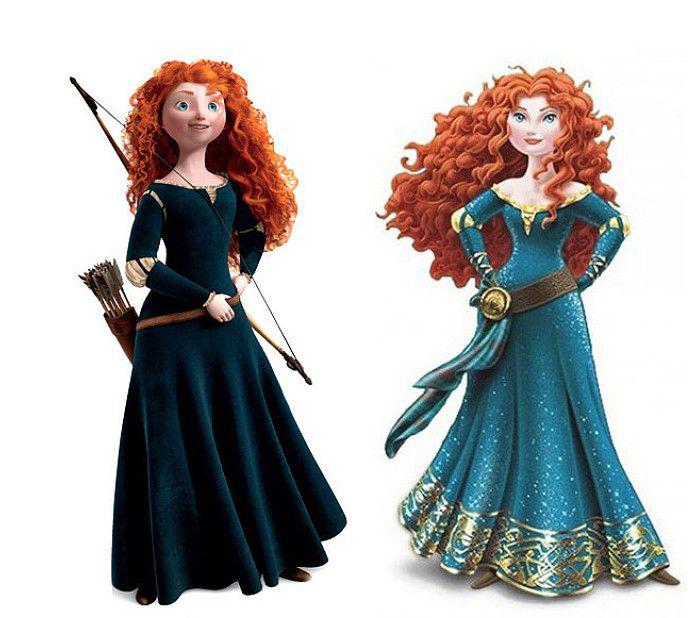 Merida filmowa - z lewej, Merida poprawiona - z prawej (FOT. Disney Wikia)