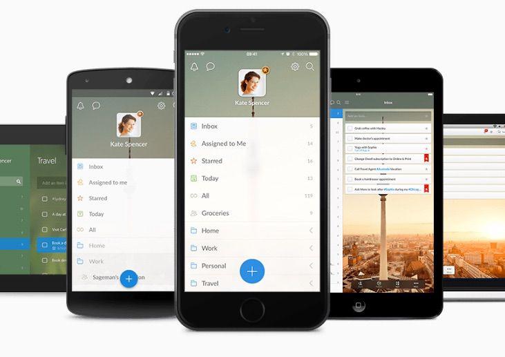Aplikacja Wunderlist na różnych urządzeniach