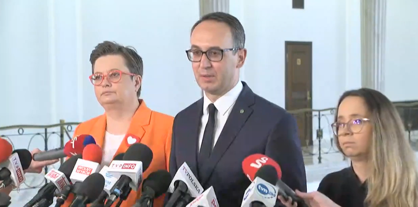 Na zdjęciu od lewej Katarzyna Lubnauer, Dariusz Klimczak i Marcelina Zawisza