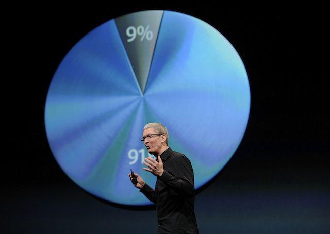 Tim Cook, następca Steve'a Jobsa podczas jednej z zeszłorocznych prezentacji FOT. Bloomberg
